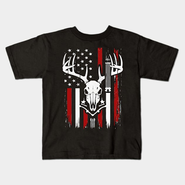 Deer Bow Hunting American Flag Bow Hunter Kids T-Shirt by TopTees